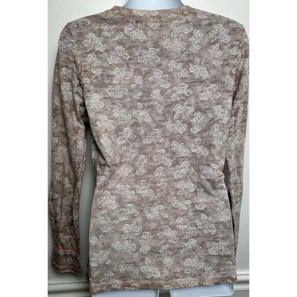 PrAna Women Small Lottie L/S Burnout Top Floral Print Made In USA Pink Purple - Picture 4 of 9